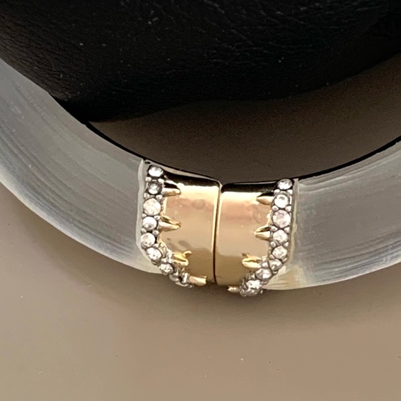 ALEXIS BITTAR• White Lucite Liquid Gold Gold Thorny Segmented Hinged Bracelet - Picture 7 of 11